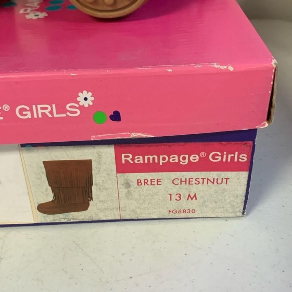 Rampage Girls Britt Fringe Boots For Little Kids Size 13M, Bree Chestnut - Picture 6 of 6